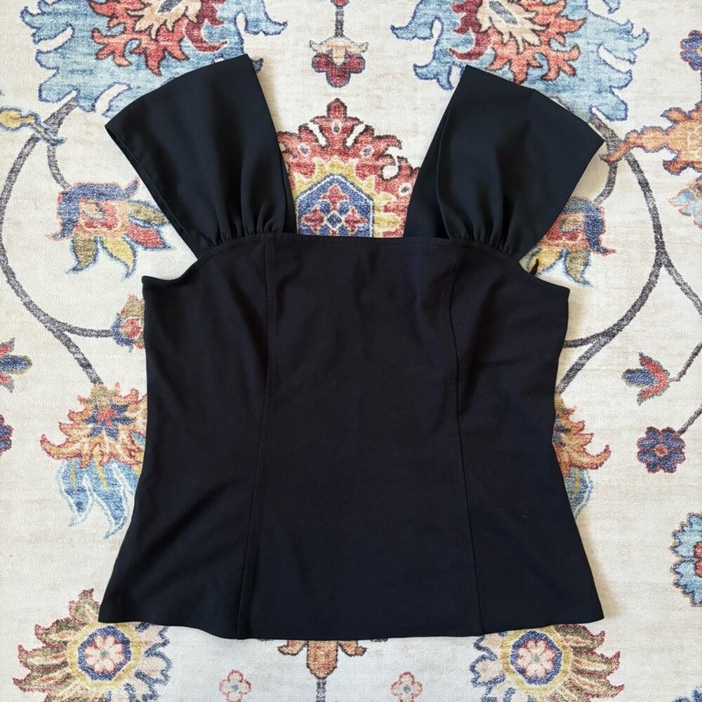 Anthropologie Meadow Rue Rendezvous Top Black Wide Strap Top Medium